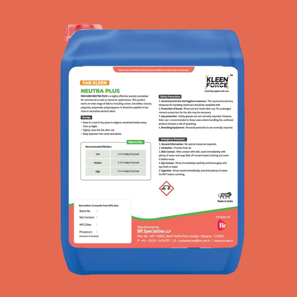 Kleen Force Fab kleen Neutra Plus Neutralizer For Laundry Application
