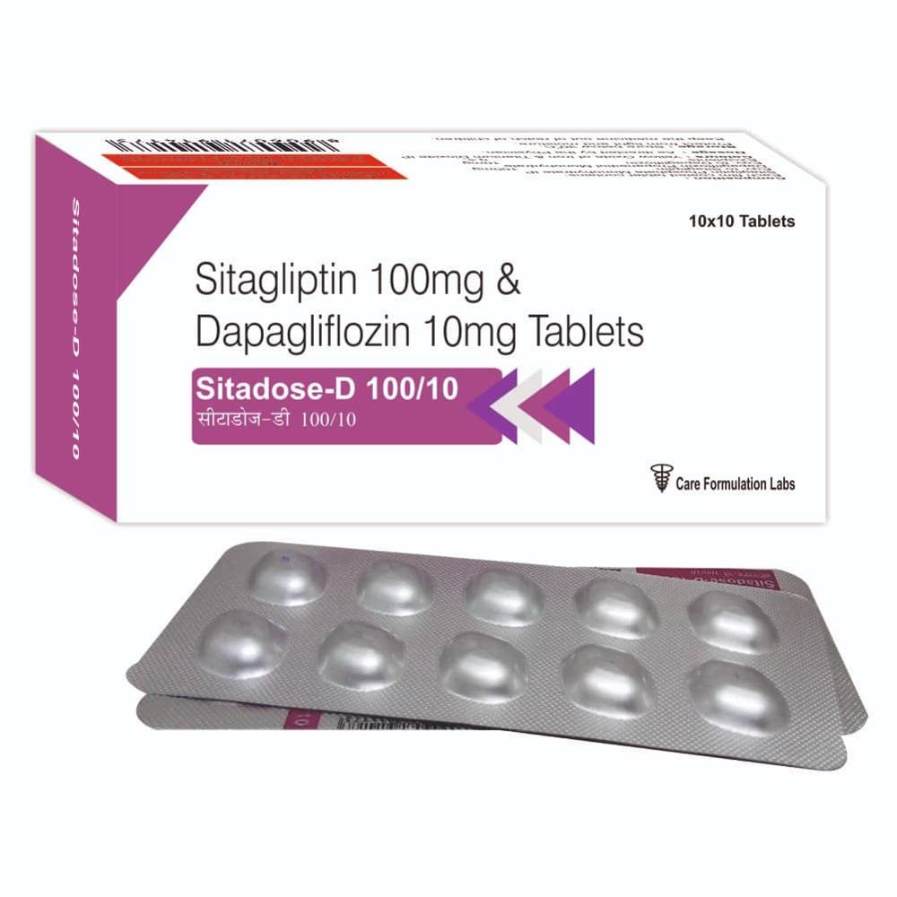 Sitagliptin Phosphate Monohydrate IP 100 mg , Dapagliflozin 10 mg, tab