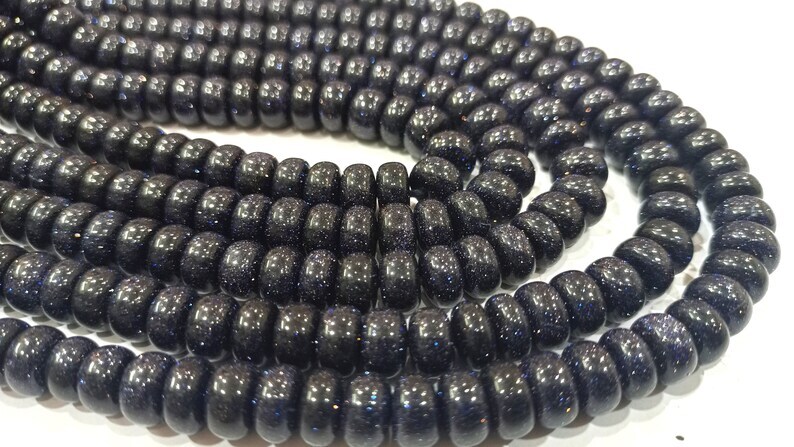 Natural Blue Sandston  Rondelle Plain Smooth 8mm Beads