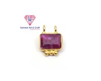 Brass  With 18K Gold Plated Natural Gemstone Handmade Bezel Pendant