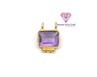 Brass  With 18K Gold Plated Natural Gemstone Handmade Bezel Pendant