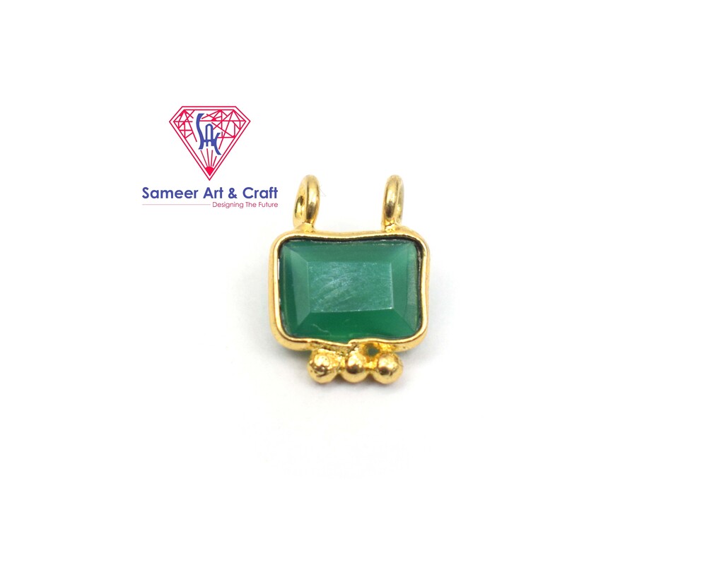 Brass  With 18K Gold Plated Natural Gemstone Handmade Bezel Pendant