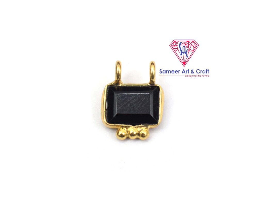 Brass  With 18K Gold Plated Natural Gemstone Handmade Bezel Pendant