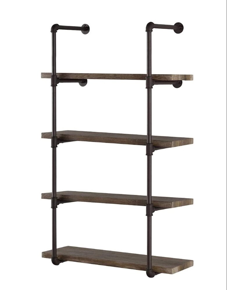 Industrial Retro Wall Mount Iron Pipe Shelf Hung Bracket (52" Tall,5 Tier, 2 pcs)