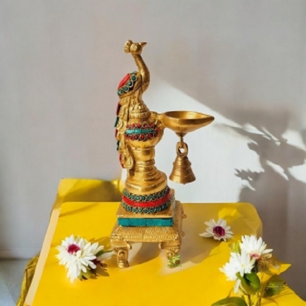 Brass Peacock Oil Lamp for Diwali and Festive Decoration By Aakrati