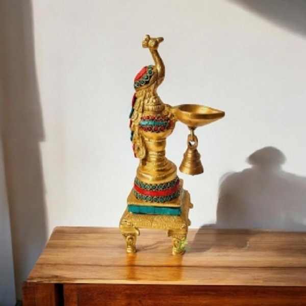 Brass Peacock Oil Lamp for Diwali and Festive Decoration By Aakrati