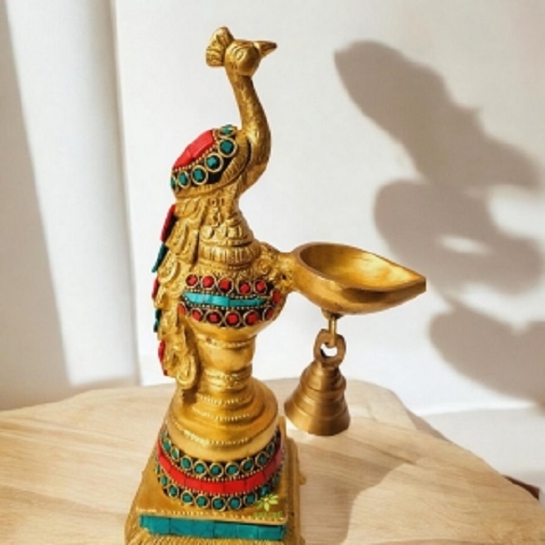 Brass Peacock Oil Lamp for Diwali and Festive Decoration By Aakrati