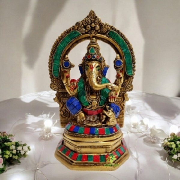 Divine Brass Ganesha Sculpture for Home Altar Made By Aakrati