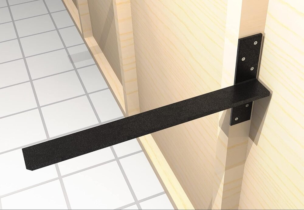 Solid Heavy Duty Steel Countertop Support Floating Bracket Hardware, T Shelf Bracket, (12 INCH, 1)