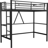 Metal Loft Bed Twin Size, Heavy Duty Bedframe with Removable Ladder and Safety Guardrail