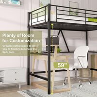 Metal Loft Bed Twin Size, Heavy Duty Bedframe with Removable Ladder and Safety Guardrail