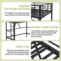 Metal Loft Bed Twin Size, Heavy Duty Bedframe with Removable Ladder and Safety Guardrail