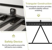 Metal Loft Bed Twin Size, Heavy Duty Bedframe with Removable Ladder and Safety Guardrail