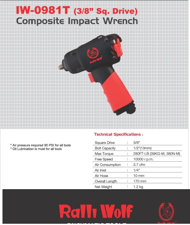 Ralli Wolf Composite Impact Wrench (Iw-0981t) - Application: Industrial
