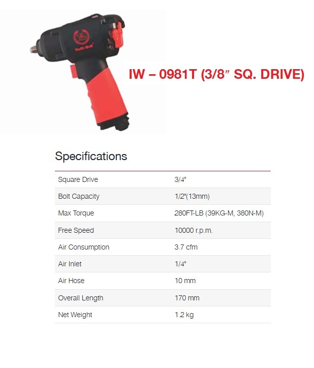 Ralli Wolf Composite Impact Wrench (Iw-0981t) - Application: Industrial