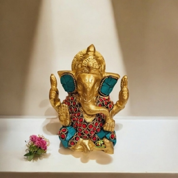 Lord Ganesha Brass Statue By Aakrati Elegant Decorative Showpiece for Pooja & Home Decor