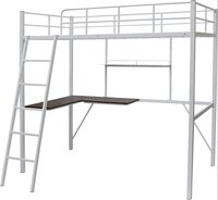 Metal Loft Bed Frame with Desk and Shelves for Boy Girls (Color : White with Desk, Size : Twin)