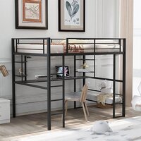 Full Loft Beds Metal Loft Bed Frame With Desk And Shelves For Boy Girls Teens Adults, Full Size - Application: Industrial