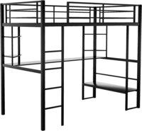 Full Loft Beds Metal Loft Bed Frame with Desk and Shelves for Boy Girls Teens Adults, Full Size