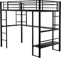 Full Loft Beds Metal Loft Bed Frame with Desk and Shelves for Boy Girls Teens Adults, Full Size