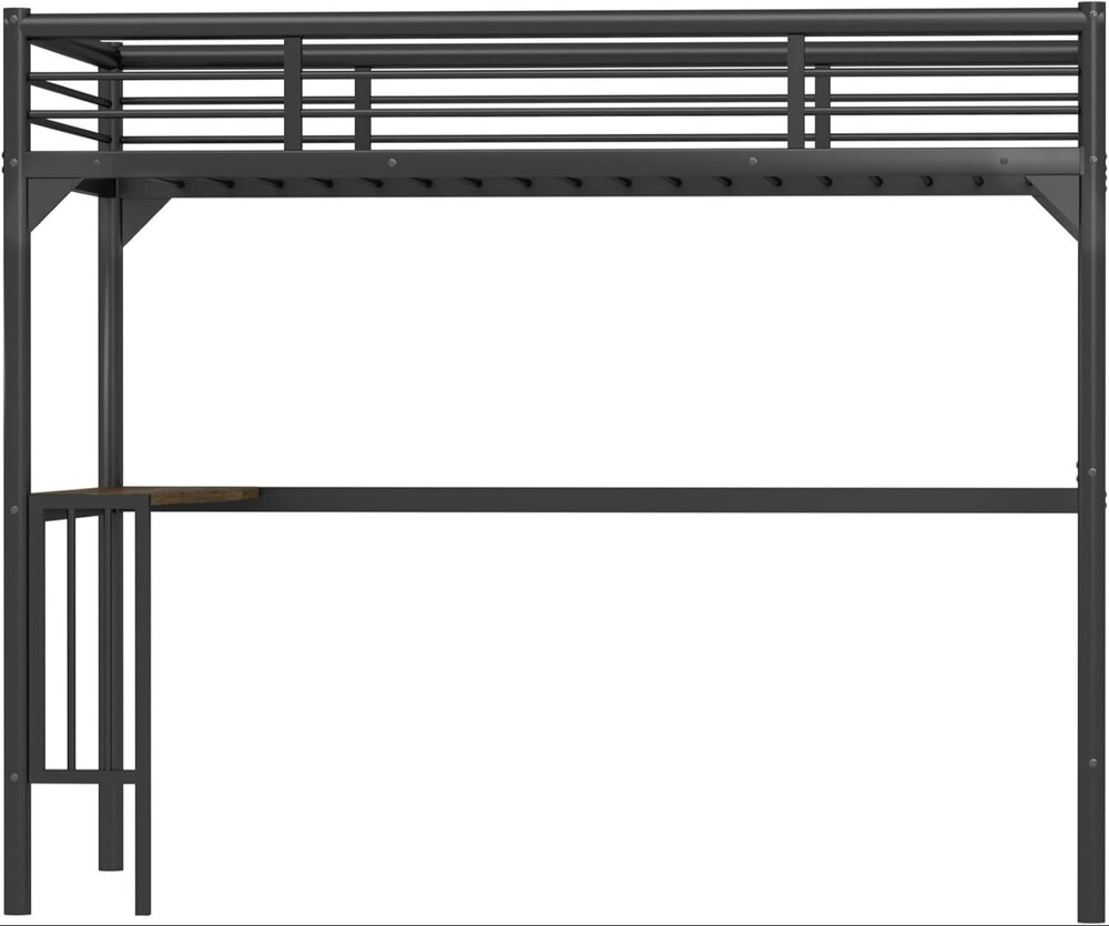 Twin Metal Loft Bed, Heavy Duty Twin Bed Frame With Full-length Guardrail And Ladder - Application: Home
