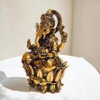 Brass Ganesha Statue for Home  Lord Ganesha Idol for Blessings & Good Luck By Aakrati