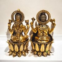 Aakrati Brass Laxmi Ganesha Statue  Perfect Decorative Idol for Wealth & Success