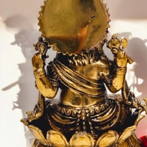 Brass Lord Ganesha Idol By Aakrati Traditional Hindu Statue For Pooja & Gifting - Color: Yellow
