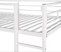 Twin Size Loft Bed with Desk and 2 Storage Shelves, Metal Bed Frame with Full-Length Guardrail