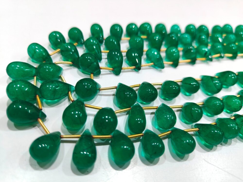 Natural Beryl Emerald Teardrop Beads