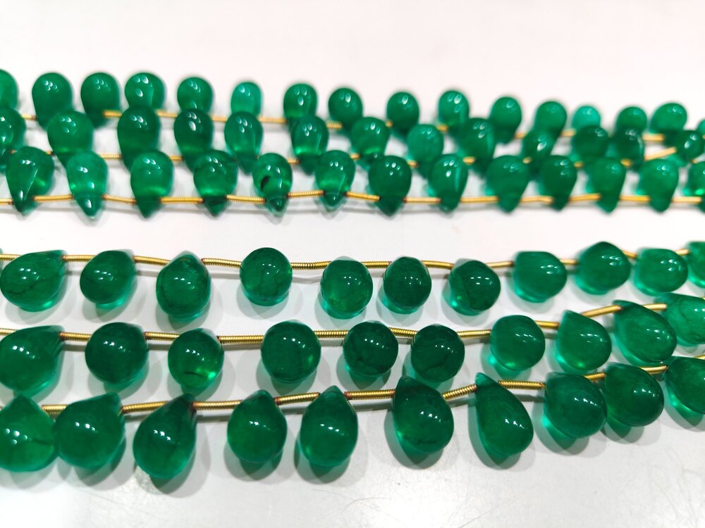 Natural Beryl Emerald Teardrop Beads