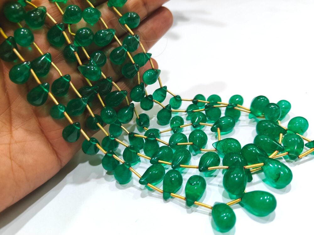 Natural Beryl Emerald Teardrop Beads