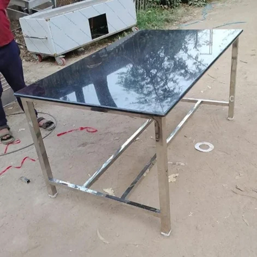 Stainless Steel Dinning Table With Granite Top - Size: Standard