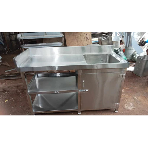 Stainless Steel Single Bowl Sink Table With Cabinet