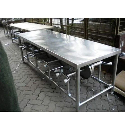 Canteen Dining Table With Folding Stool - Material: Stainless Steel