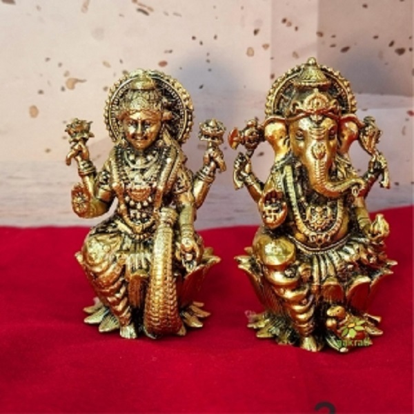 Brass Laxmi Ganesha Home Dcor Statue By Aakrati