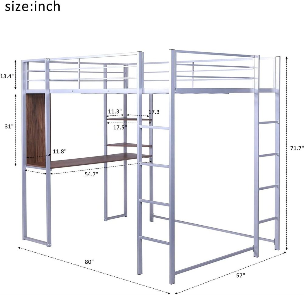 Full Loft Beds Metal Loft Bed Frame With Desk And Shelves For Boy Girls Teens Adults Full Size