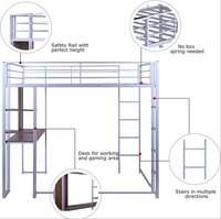 Full Loft Beds Metal Loft Bed Frame with Desk and Shelves for Boy Girls Teens Adults, Full Size,