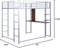 Full Loft Beds Metal Loft Bed Frame with Desk and Shelves for Boy Girls Teens Adults, Full Size,