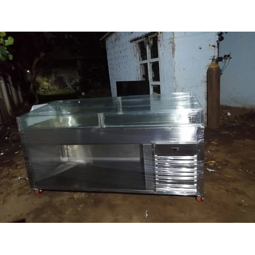 स्टेनलेस स्टील मछली प्रदर्शन काउंटर