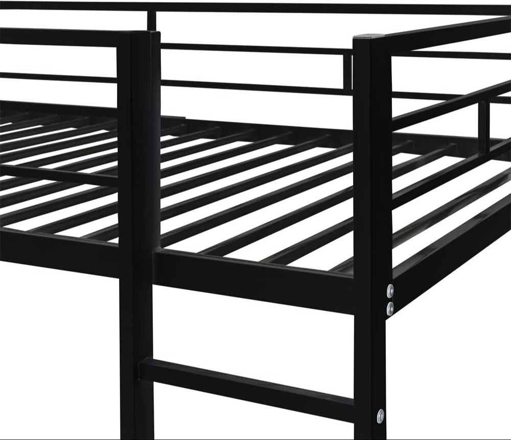 Twin Size Loft Bed with Desk and 2 Storage Shelves, Metal Bed Frame