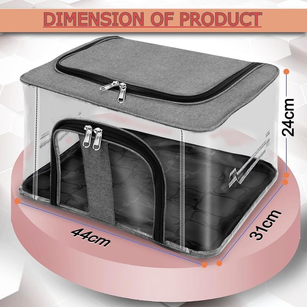 33 LTR NYLON PVC TRANSPARENT BOX 44 x 31 x 24 - CM GREY COLOR