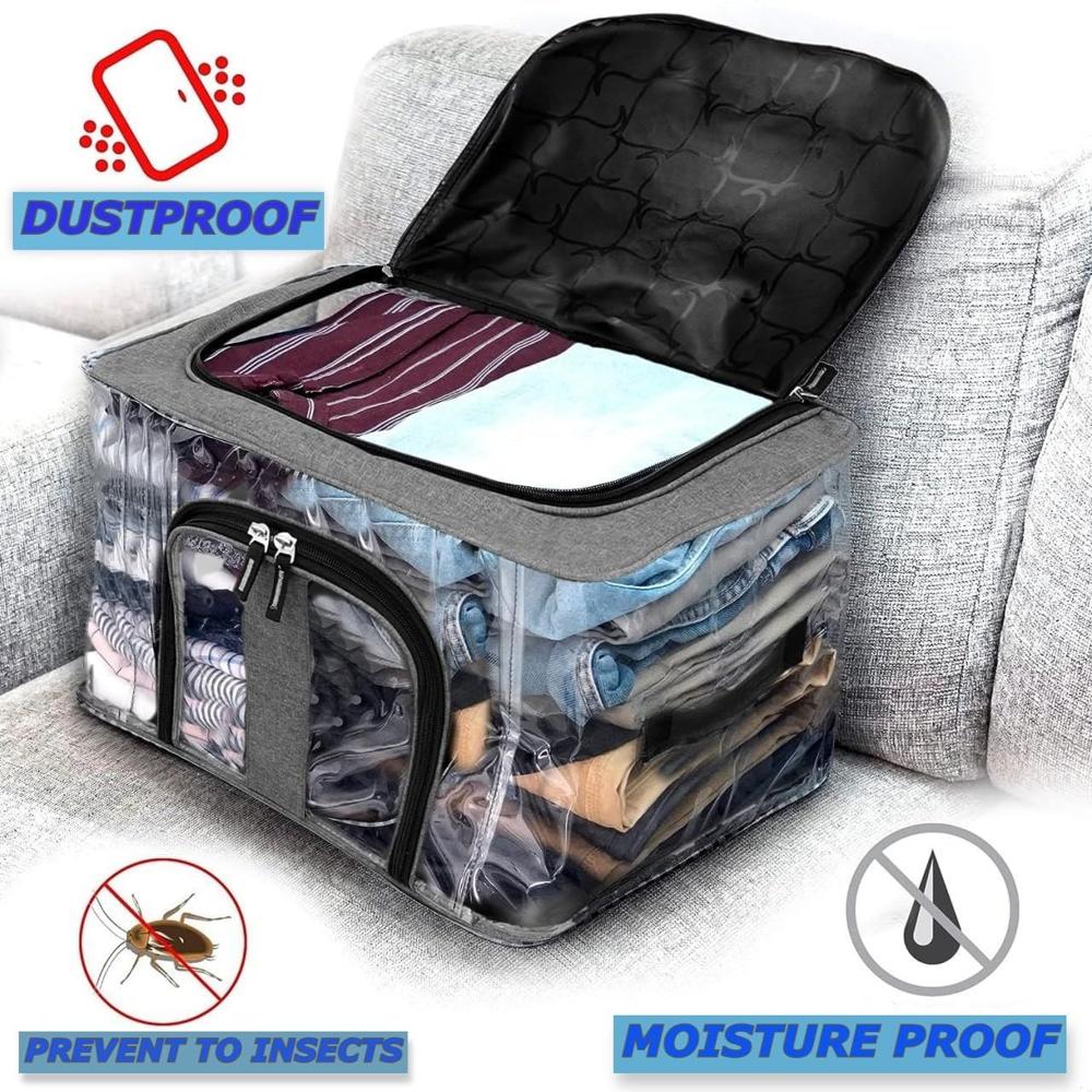 33 LTR NYLON PVC TRANSPARENT BOX 44 x 31 x 24 - CM GREY COLOR
