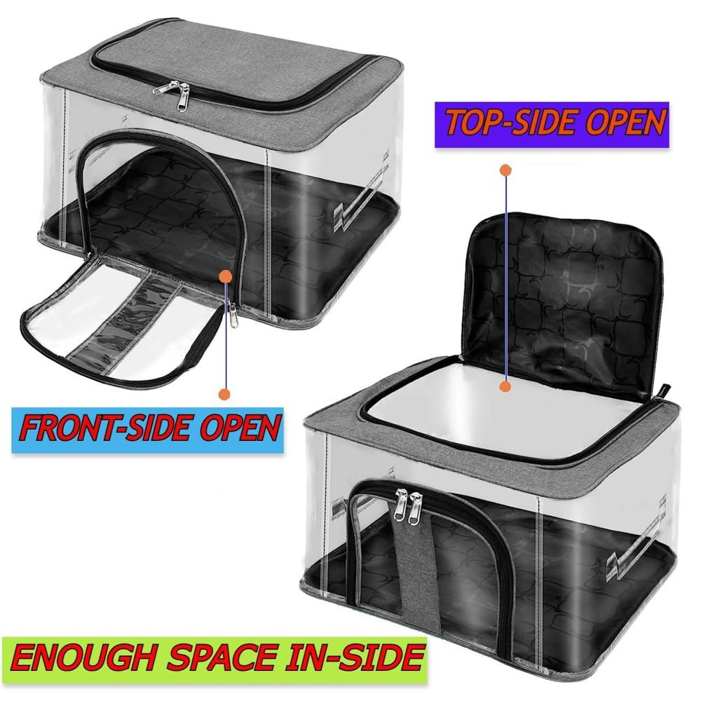 33 LTR NYLON PVC TRANSPARENT BOX 44 x 31 x 24 - CM GREY COLOR