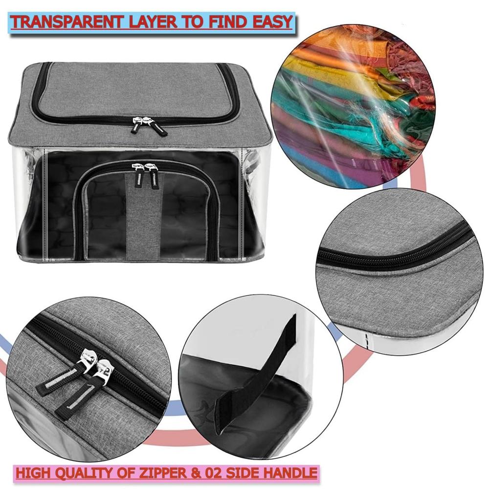 33 LTR NYLON PVC TRANSPARENT BOX 44 x 31 x 24 - CM GREY COLOR