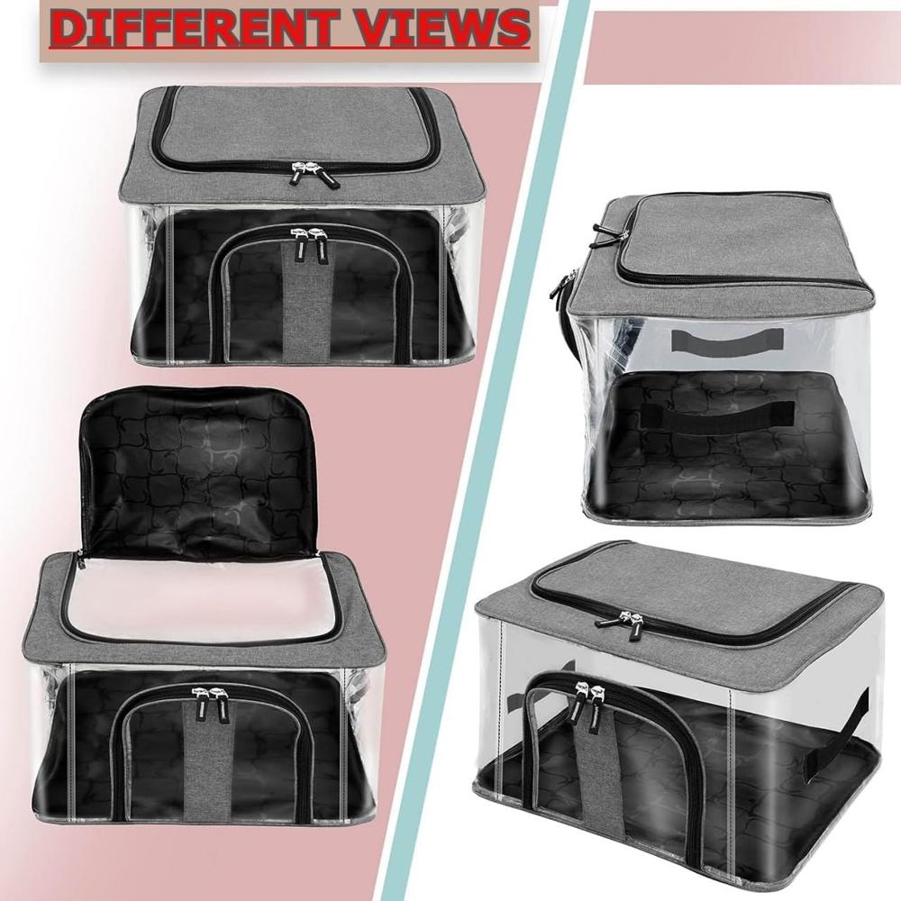 33 LTR NYLON PVC TRANSPARENT BOX 44 x 31 x 24 - CM GREY COLOR