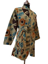 Vintage Embroidery Cotton Kantha Kimono