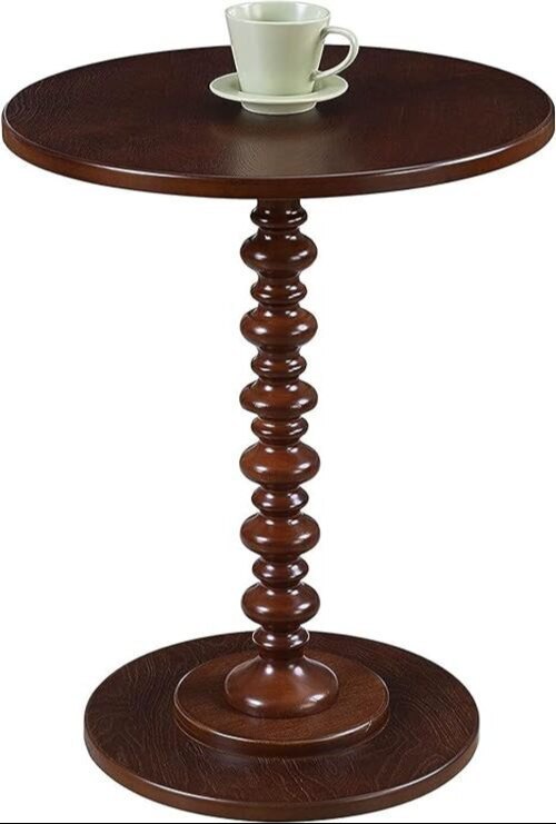 Round Wooden Side Table for Living Room with Pedestal End Table Coffee Table Corner Table