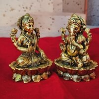 Divine Brass Laxmi Ganesha Idol Perfect Decorative Statue for Home & Pooja Room Made By Aakrati