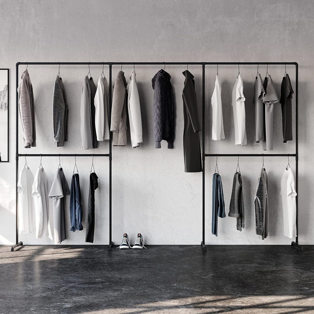 freestanding clothes rail in industrial loft design wardrobe for walk-in closet wall